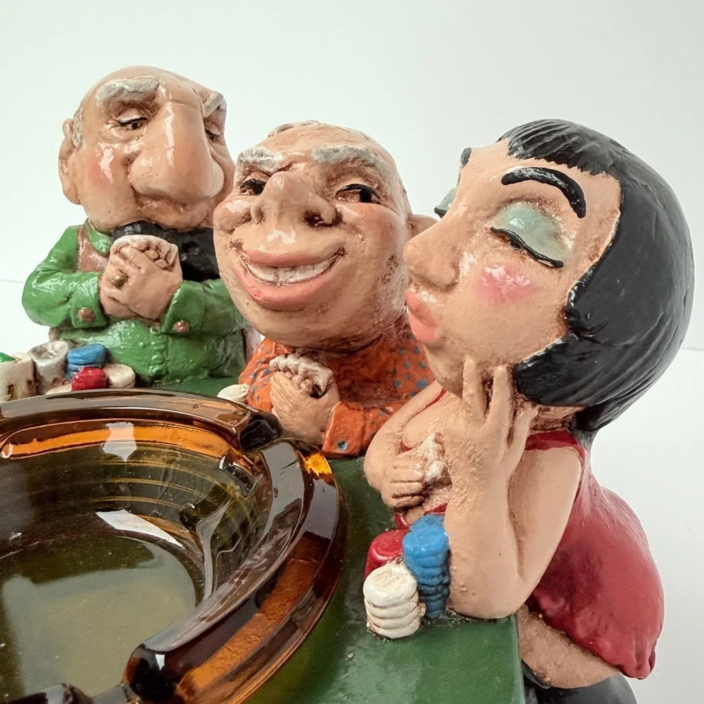 VTG‎ 1973 Chalkware by Prelude Creations Ashtray Poker Table Humor Caricature